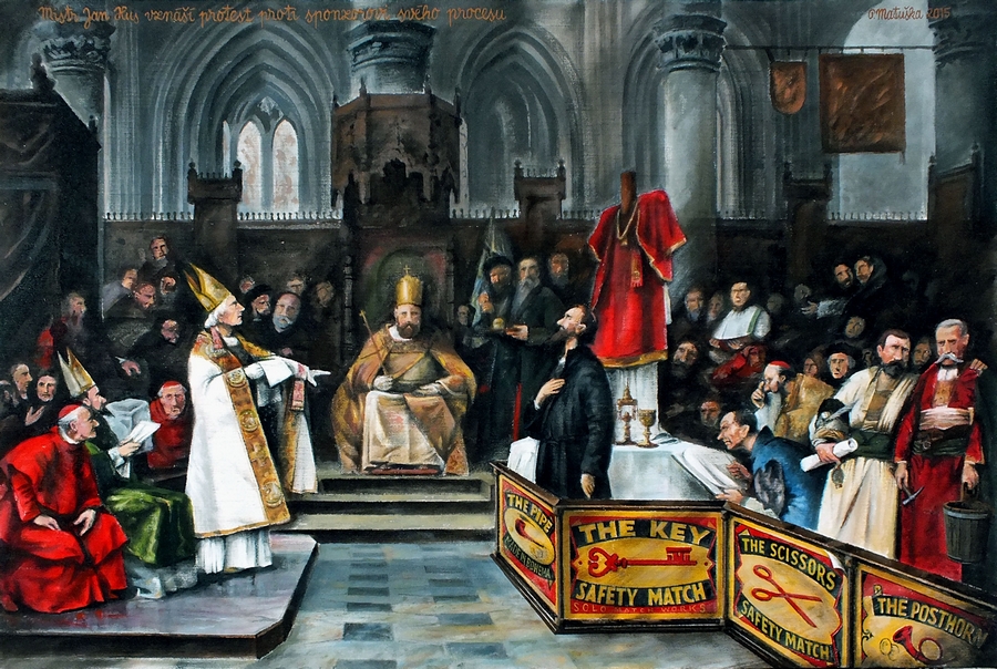 Matuska-Mistr Jan Hus vznasi protest proti sponzorovi sveho procesu