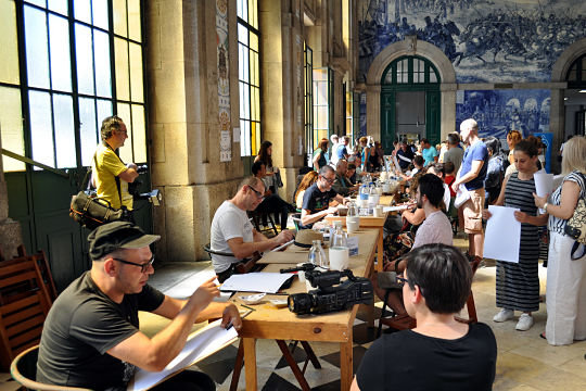 Estacion Ferroviaria de Oporto Festival de la Caricatura foto Francisco Punal